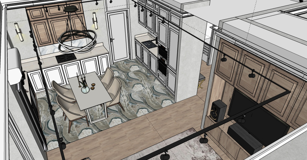 Зависая над городом (эскиз зоны гостиной)