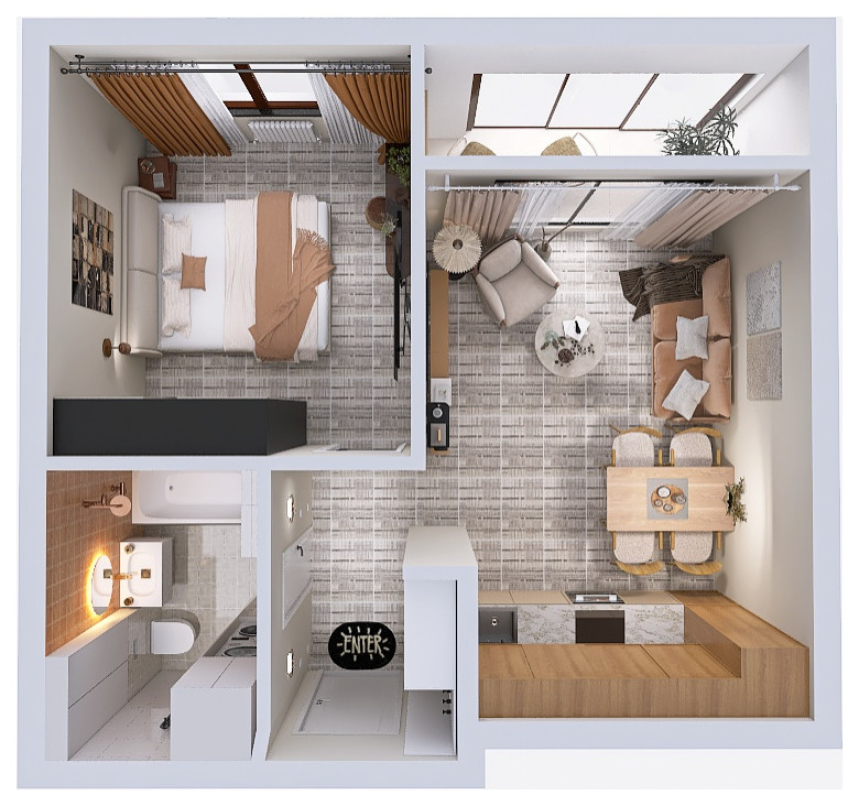 Квартира в центре Екатеринбурга в стиле Джапанди