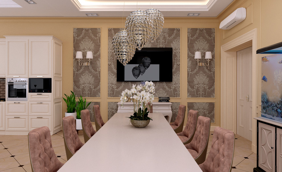 Дизайн интерьера кухни-столовой в частном доме в Ростовской области