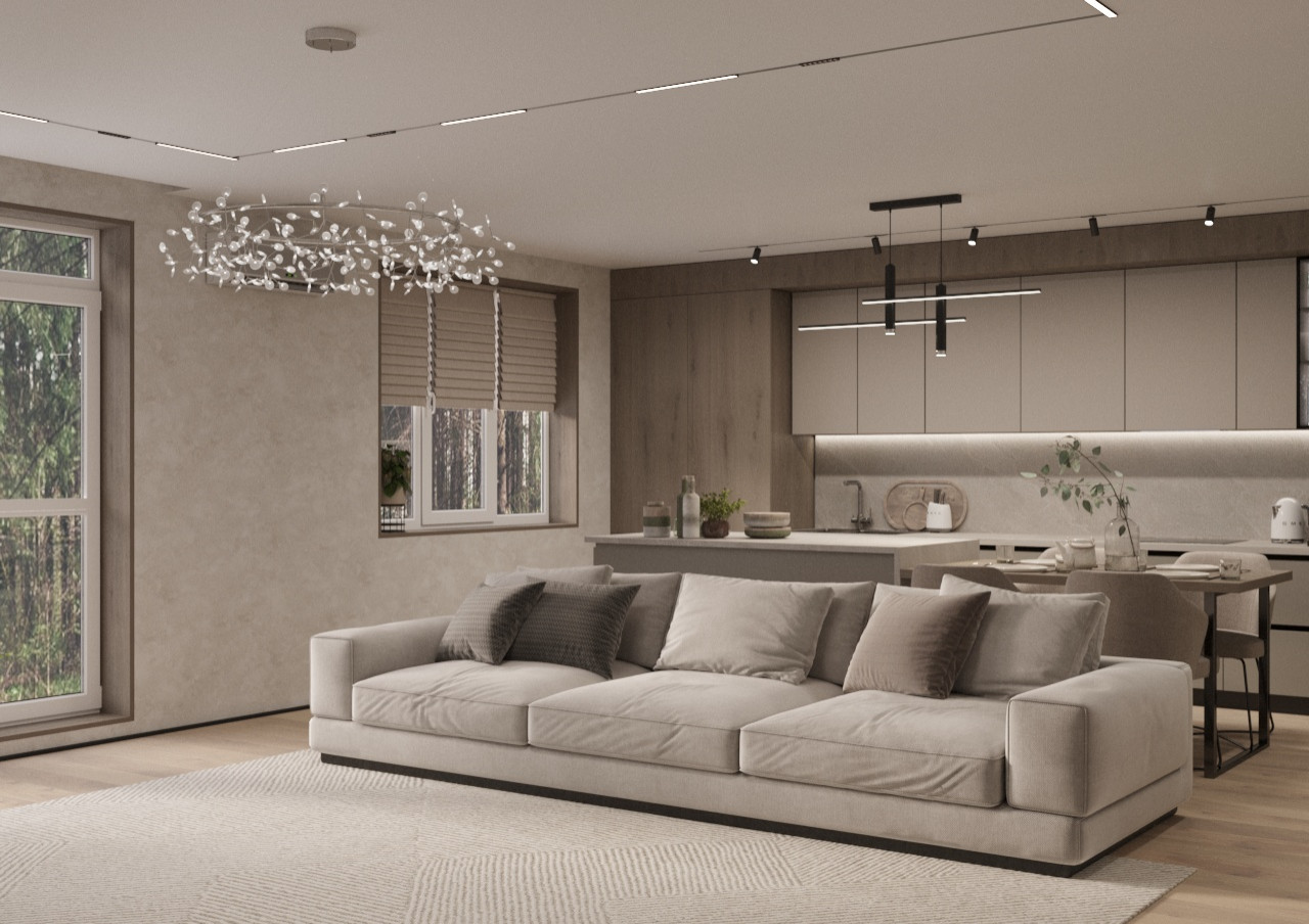 Обложка проекта: Современный дизайн кухни-гостиной