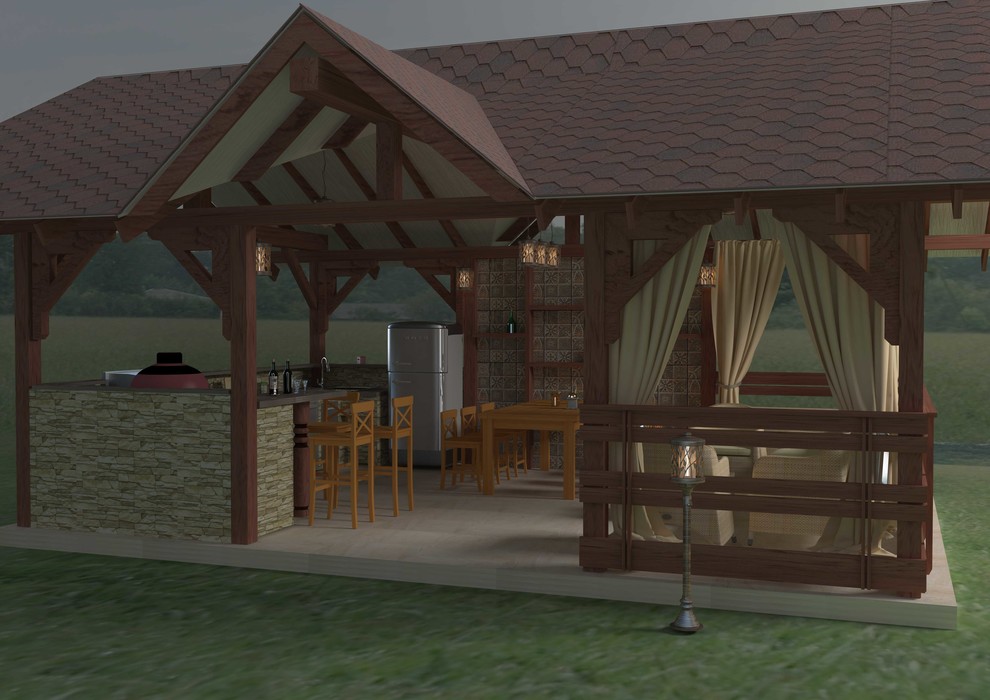 Летняя кухня с барбекю