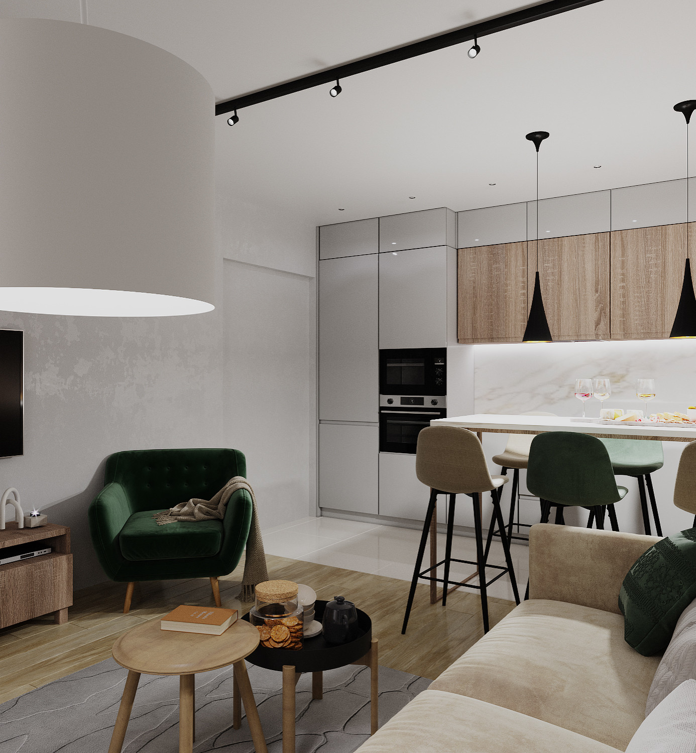 Кухня гостиная для молодой семьи