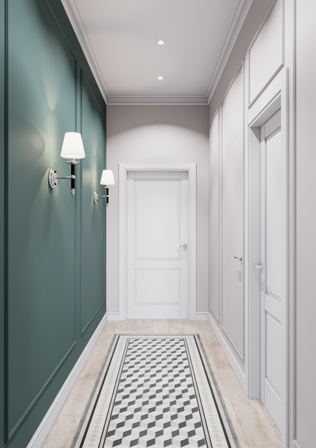 Обложка проекта: Дизайн интерьера в неоклассике с зелеными акцентами