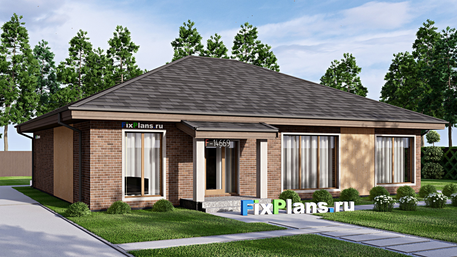 Обложка проекта: Проект одноэтажного дома 15х16м S305м2 F-14669