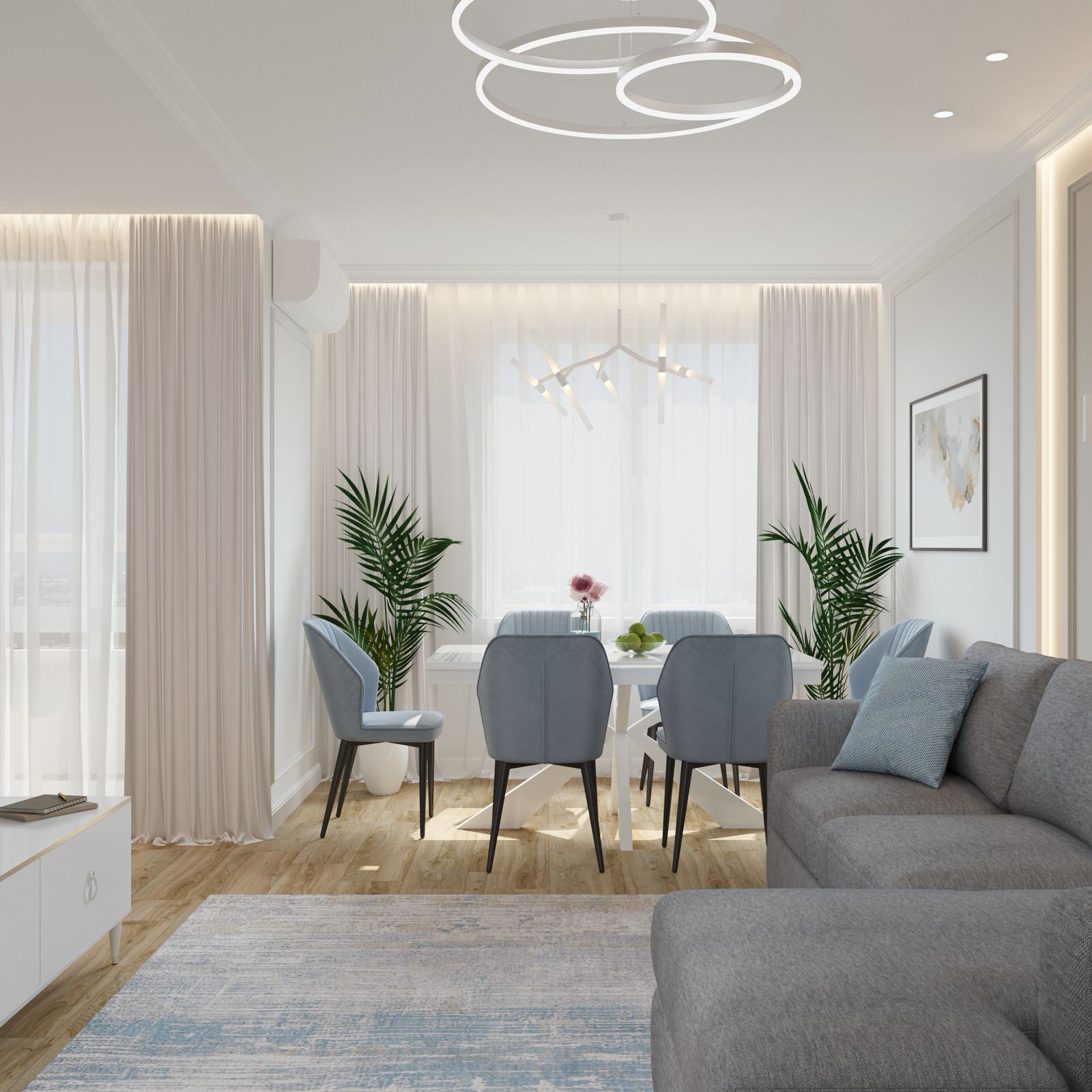 Обложка проекта: Квартира на Взлетной - гостиная-кухня