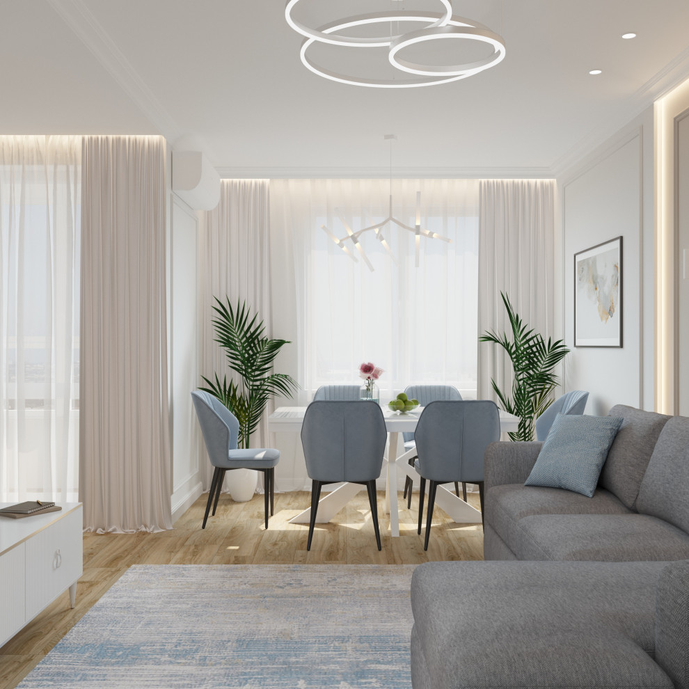 Обложка проекта: Квартира на Взлетной - гостиная-кухня