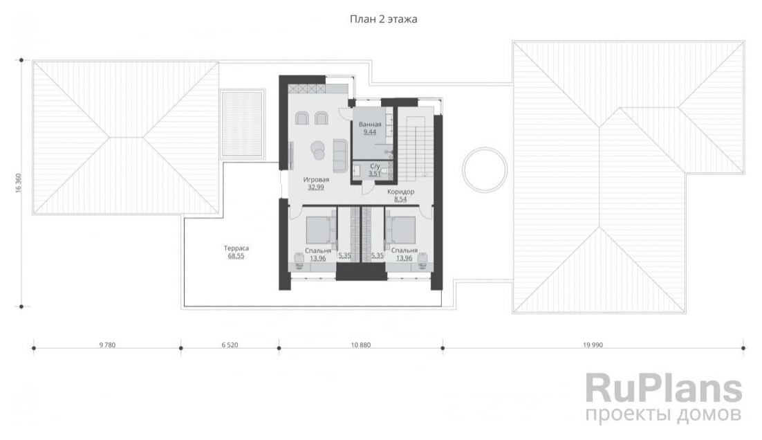 Обложка проекта: Rg5912 - Двухэтажный дом с зимним садом и гостевым флигелем