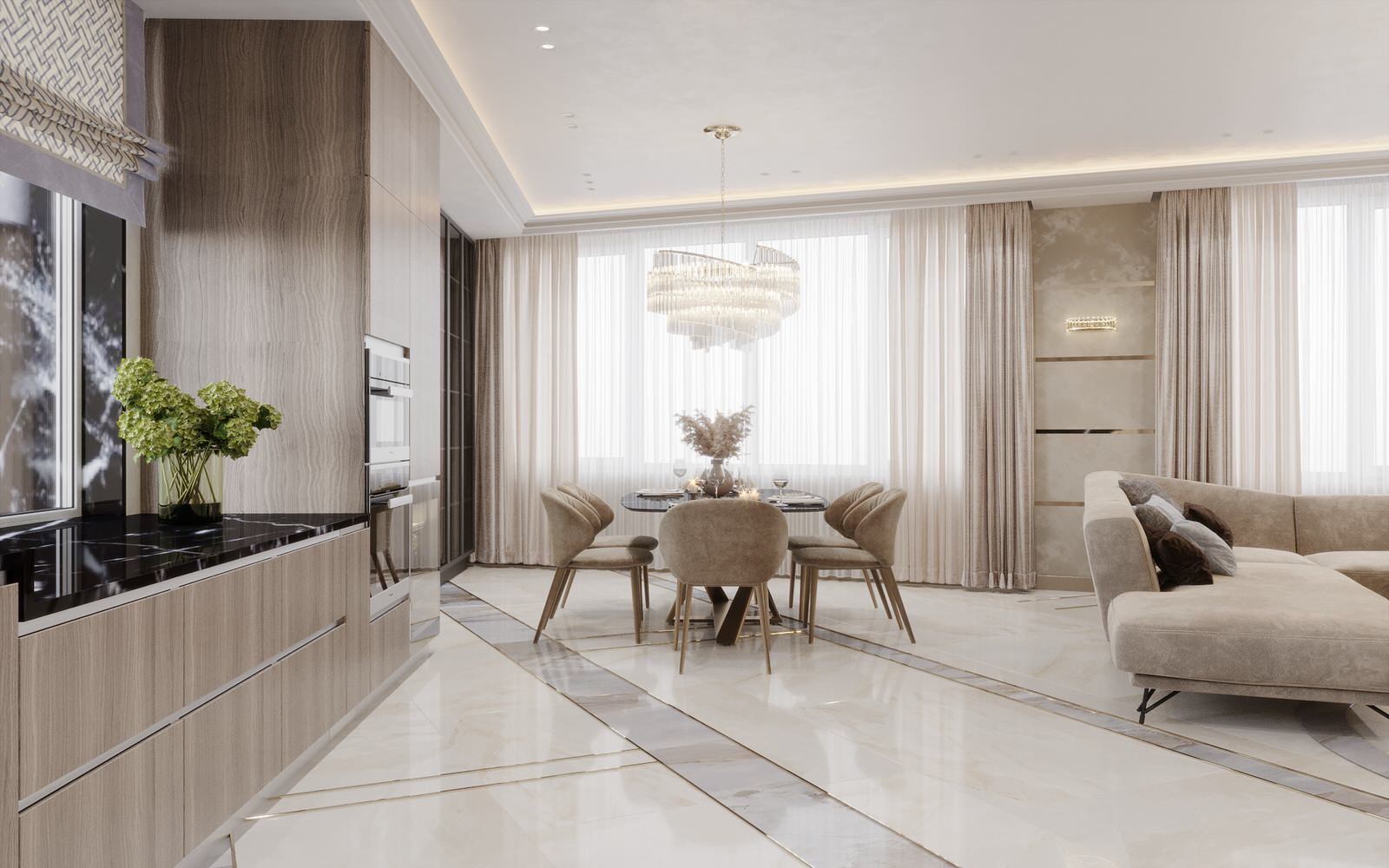 ДИЗАЙН ИНТЕРЬЕРА КВАРТИРЫ В ЖК ЛИЦА, 125 КВ.М.