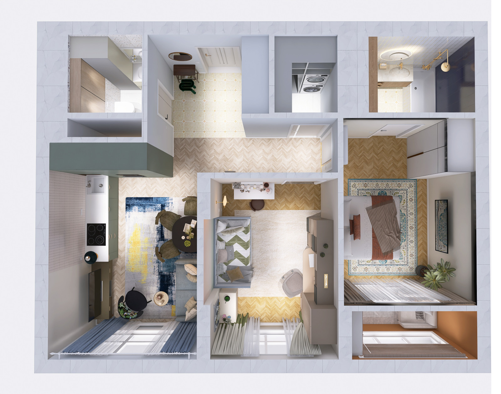 Обложка проекта: Дизайн интерьера 2х комнатной квартиры в ЖК "Парк Столиц" г. Екатеринбург