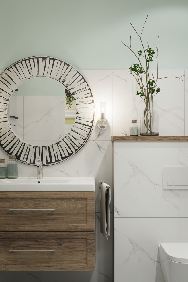 Коттедж. Птицы в доме. Ванная комната