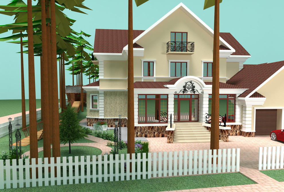 Ландшафтный дизайн площадки около частного дома