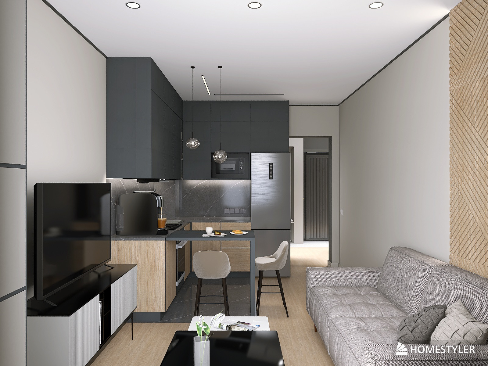 Проект 2-комнатной квартиры для молодого человека