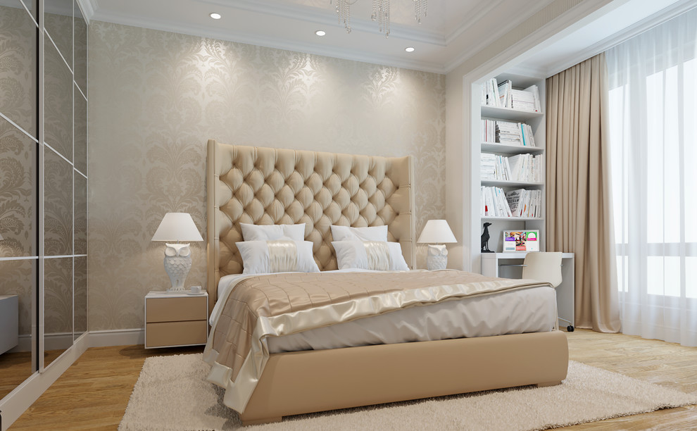 Спальная комната в бежевых тонах