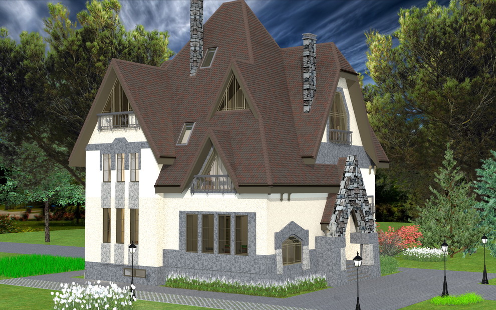 Обложка проекта: Кирпичный коттедж в 4 этажа