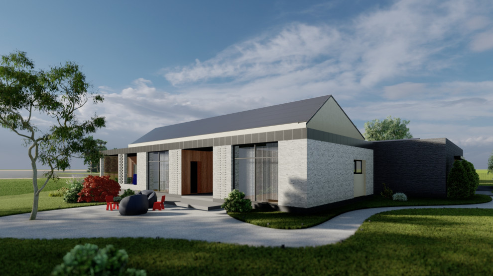 П-образный дом с внутренней террасой