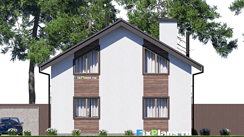 Проект дома с мансардой 10х10 м S128м2 F-18098