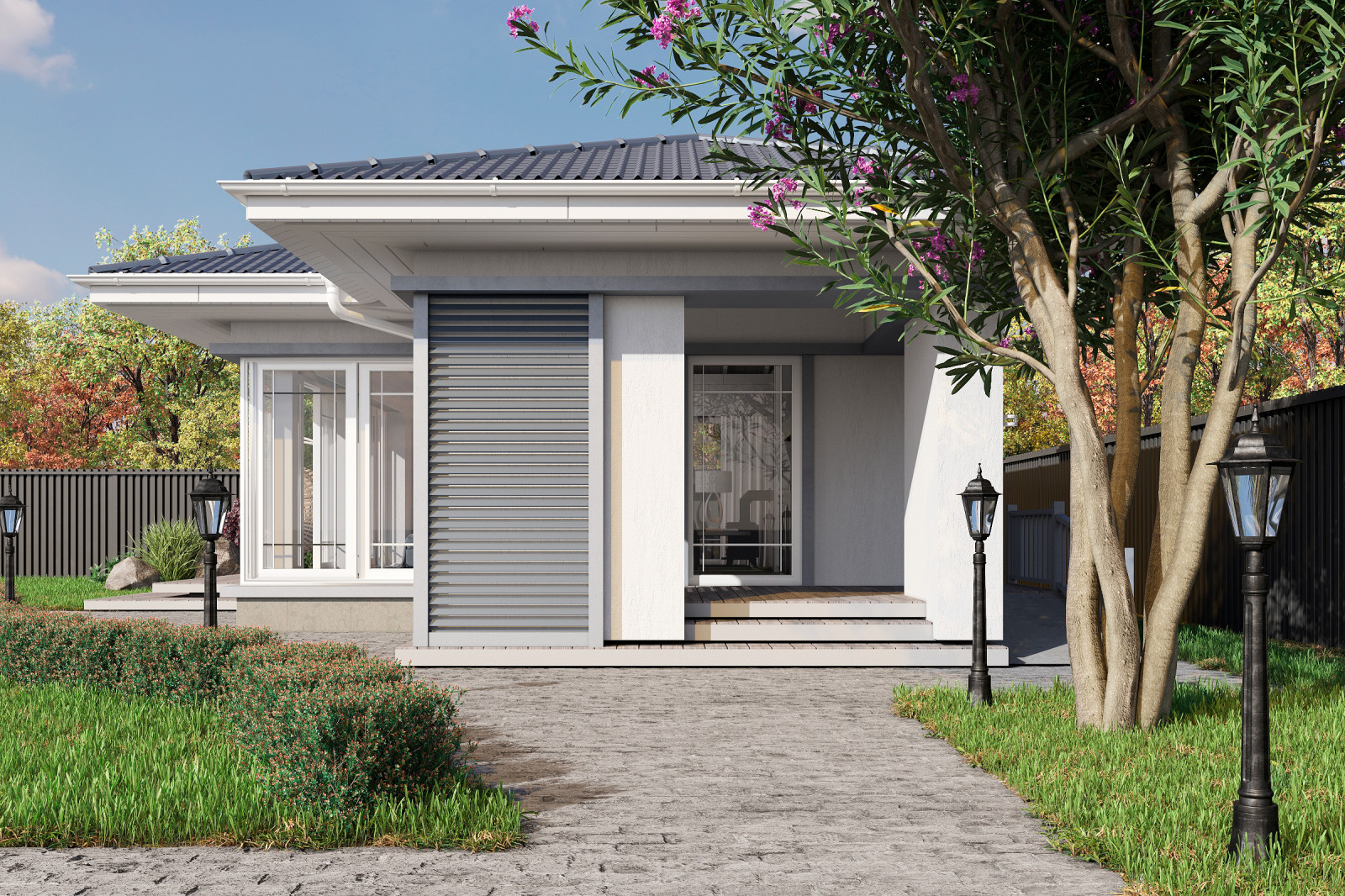 Беседка в светлых тонах.