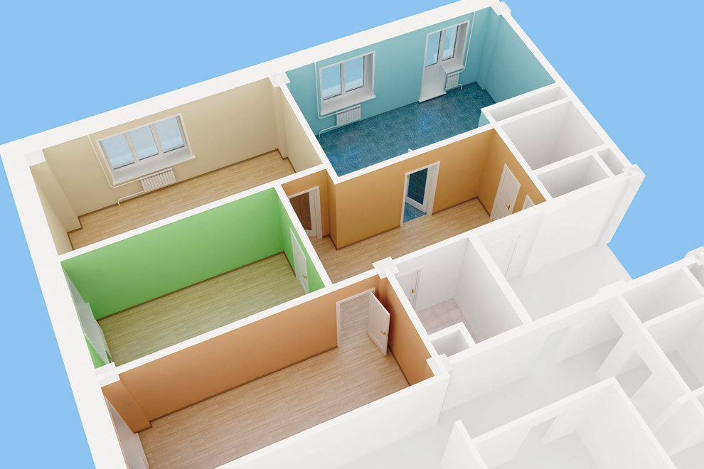 3D визуализация интерьера 3х-комнатной квартиры.