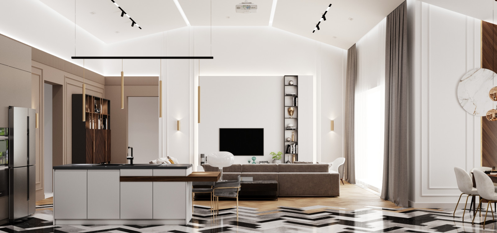 Кухня-гостиная из проекта дома 250 кв.м