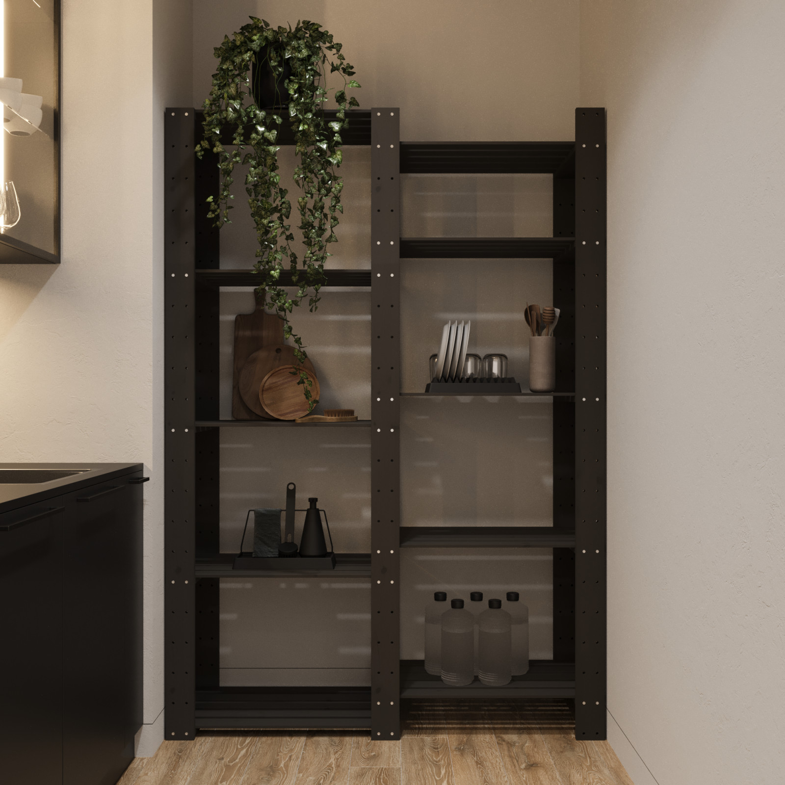 Стеллаж деревянный БОР 2 / Стеллажная система в