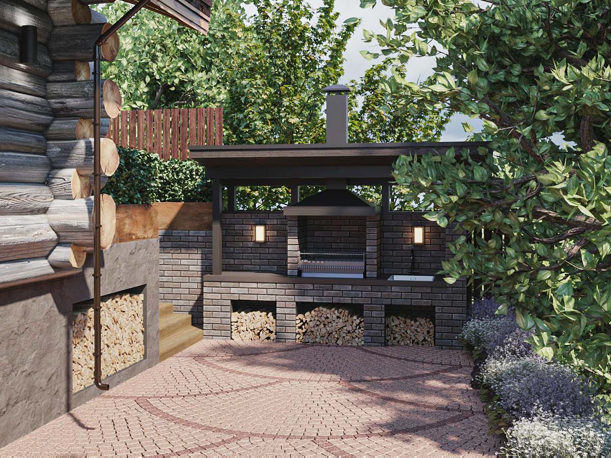 Благоустройство двора загородного дома.