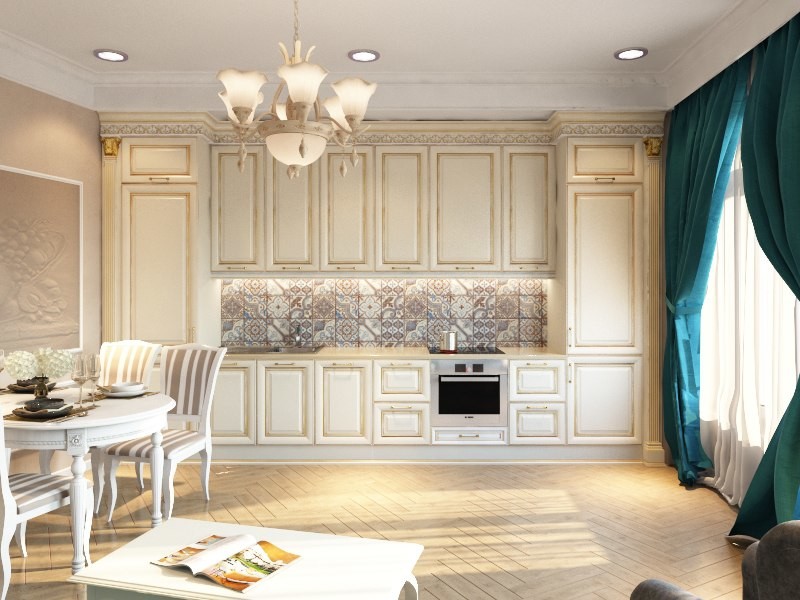 Обложка проекта: 3х к.квартира в классическом стиле