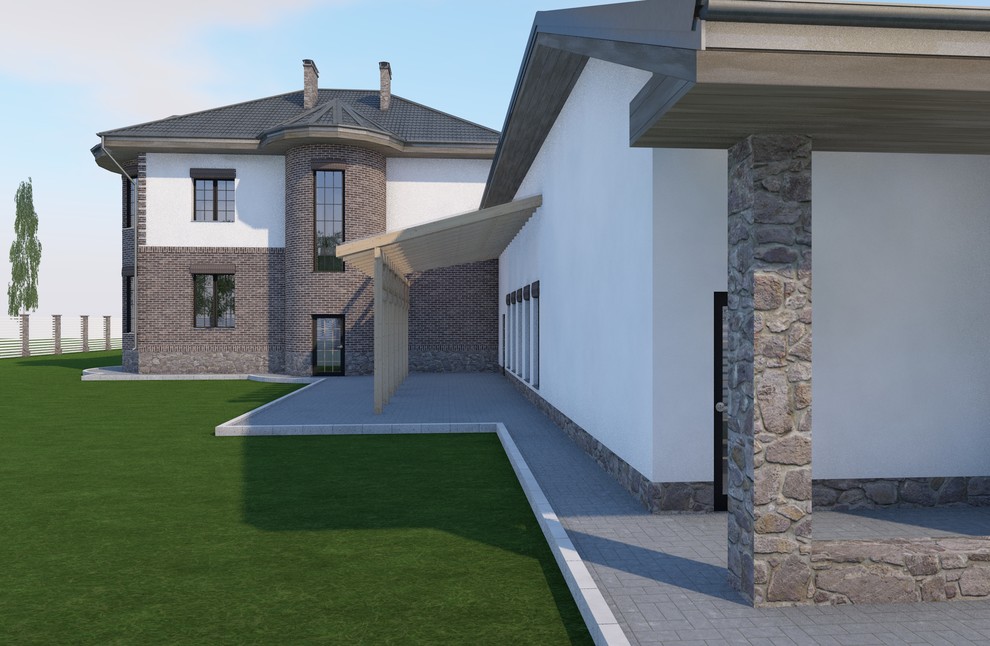 каменный дом с большим бассейном