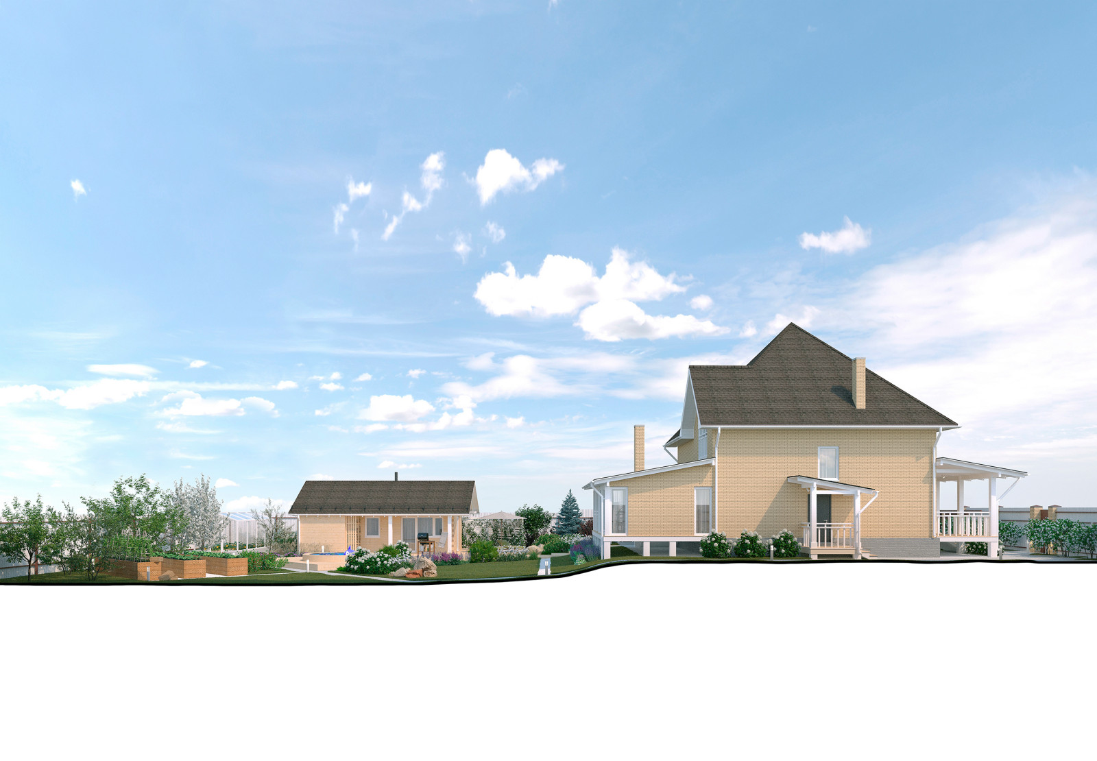 Обложка проекта: Ландшафтный дизайн участка частного жилого дома в мкрн. Солнечный, Красноярск