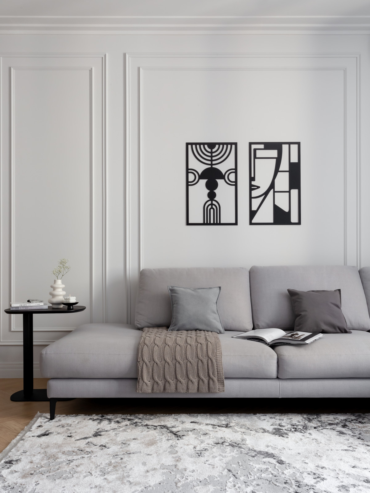 Графичный "Черно-белый" интерьер для студентки архитектурного ВУЗа