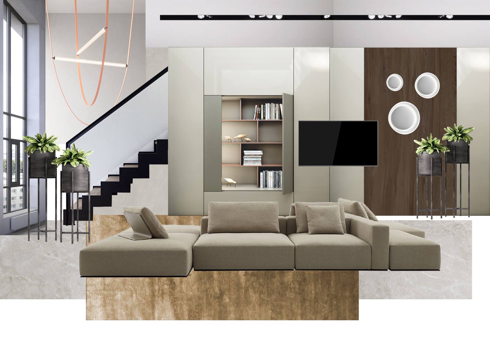 Эскизный проект двухуровненой квартире в современном стиле