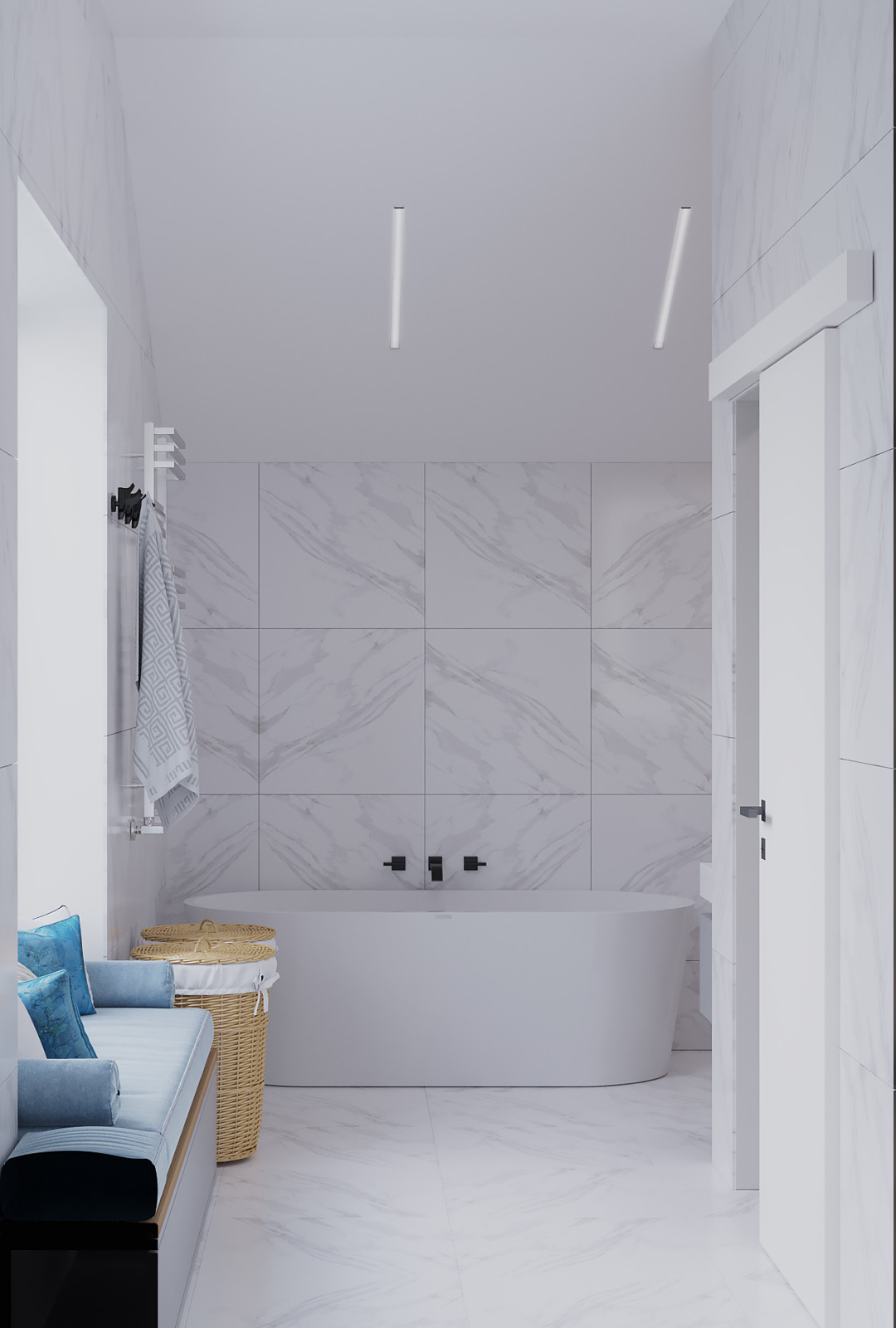 Современный загородный дом. 2 этаж. Ванная и душевая