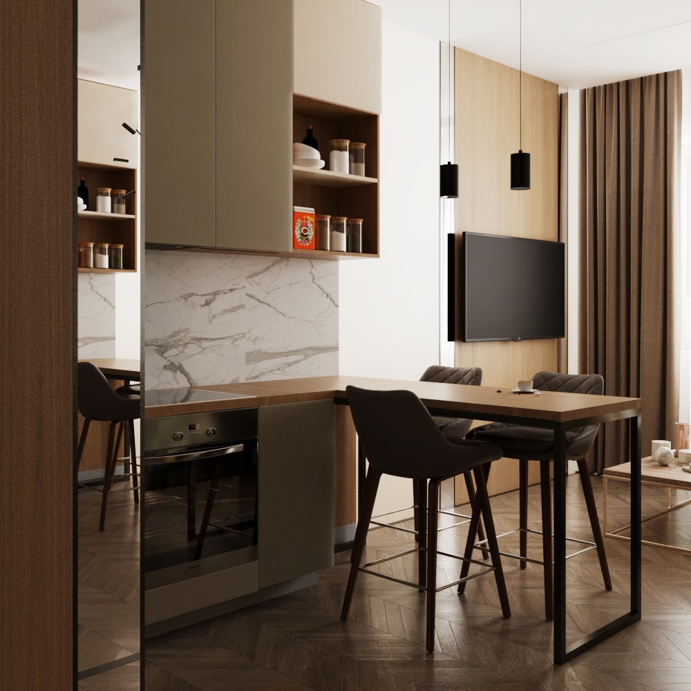 Кухня гостиная. вариант решение.