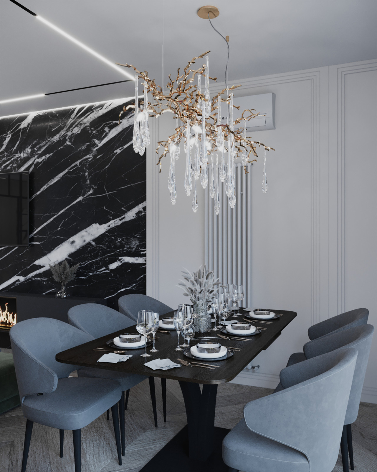 Кухня-гостиная+санузел в стиле Неоклассика