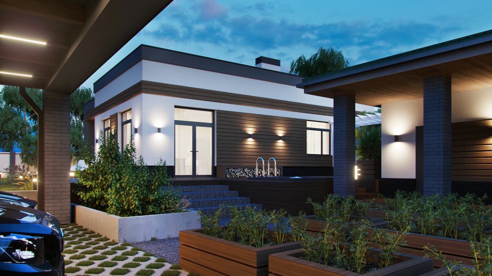 Одноэтажный загородный дом