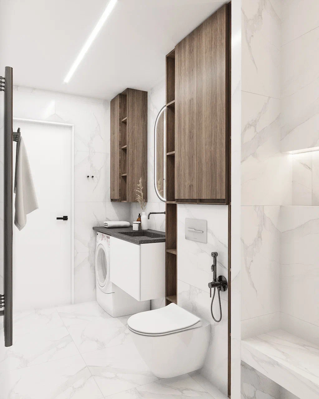 Квартира с двумя спальнями в современном стиле в теплых тонах