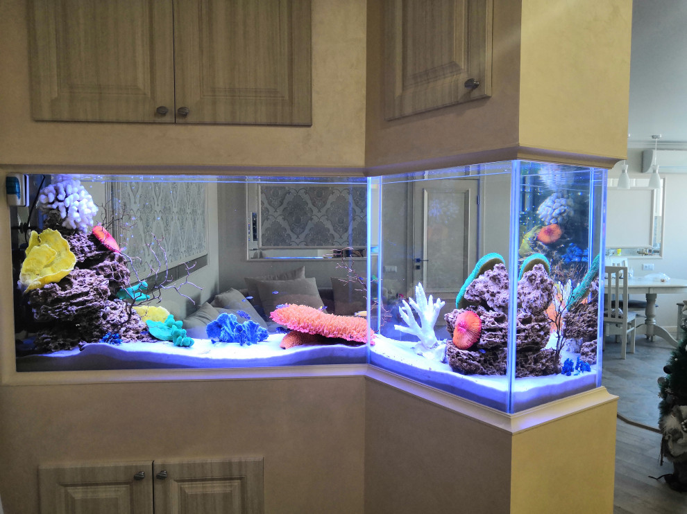 Аквариум угловой, на просвет