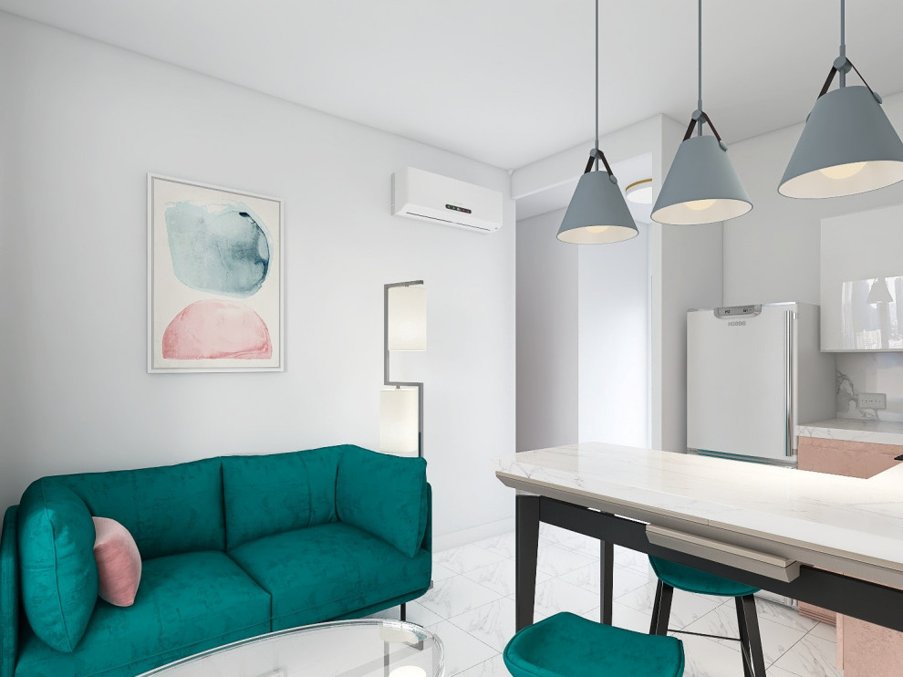 Дизайн-проект квартиры-студии с отдельной спальней (евродвушка)