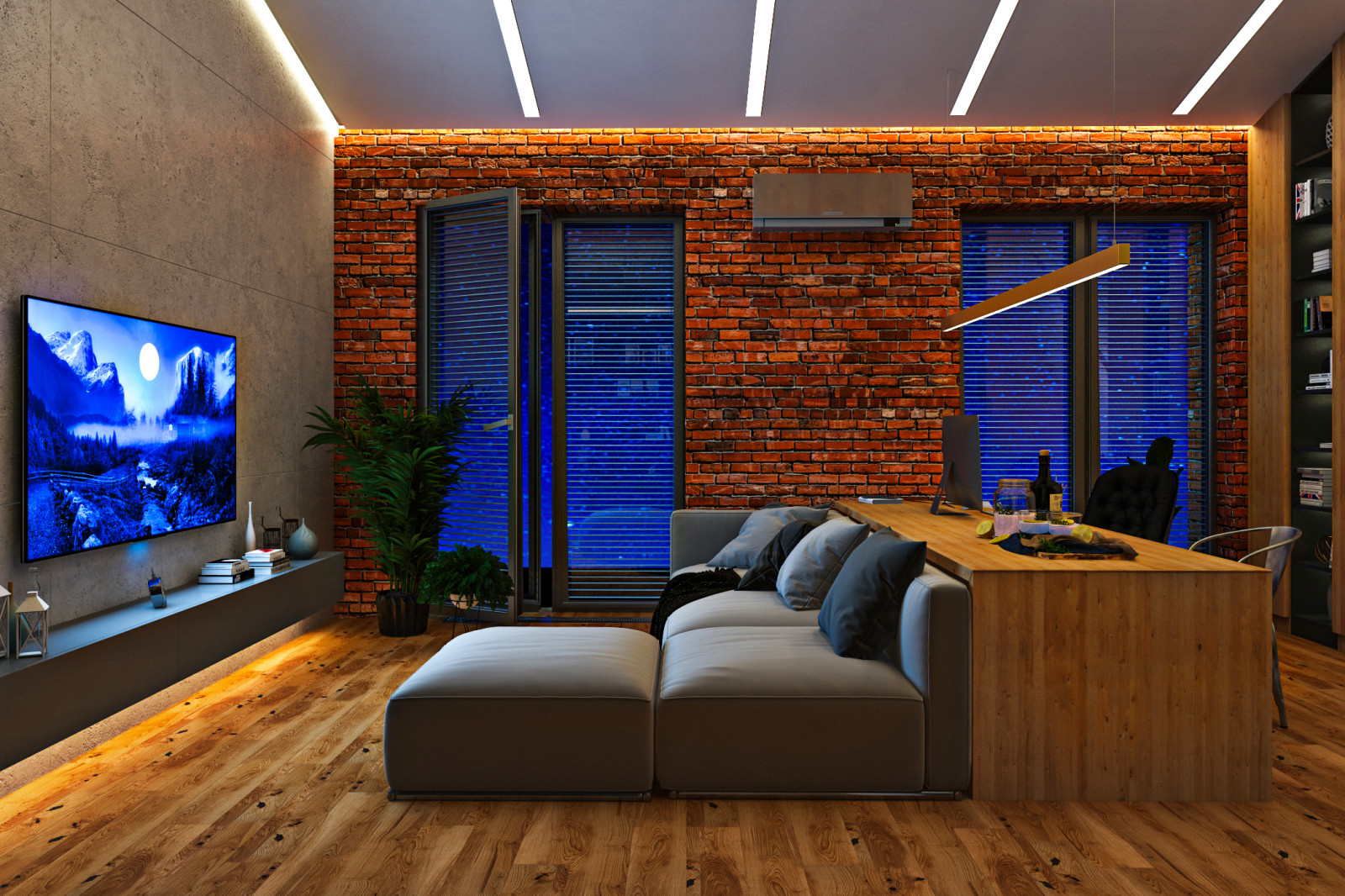 Интерьер небольшой двухуровневой квартиры студии в стиле лофт