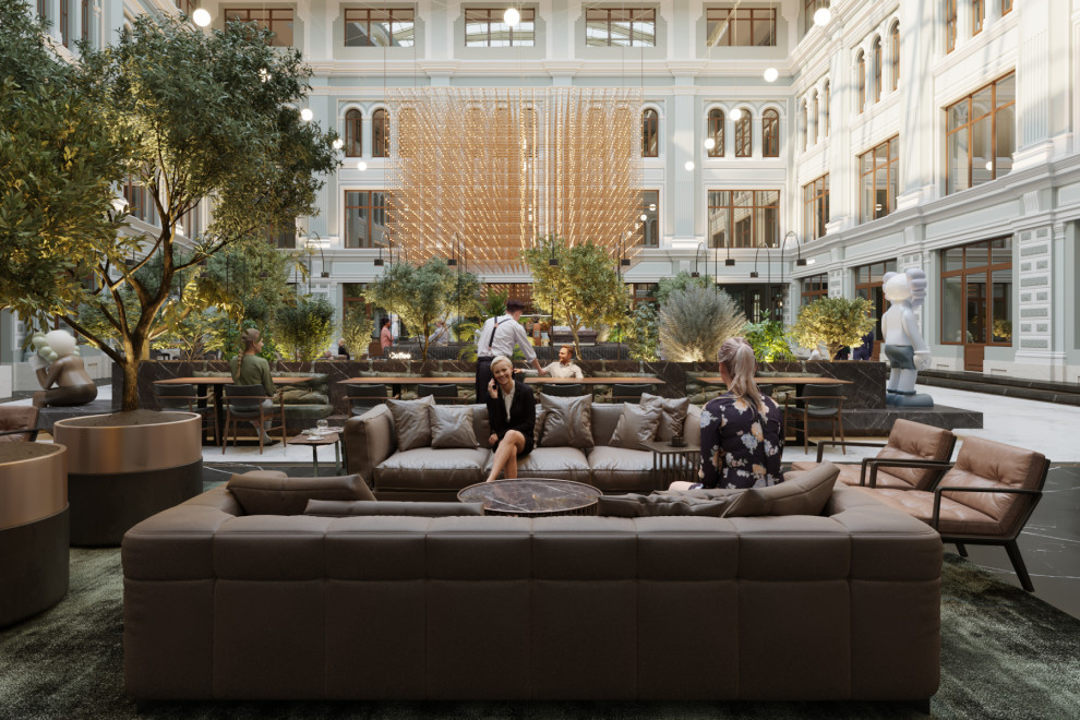 Интерьеры атриума в бизнес-центре "Ветошный, 13", г. Москва