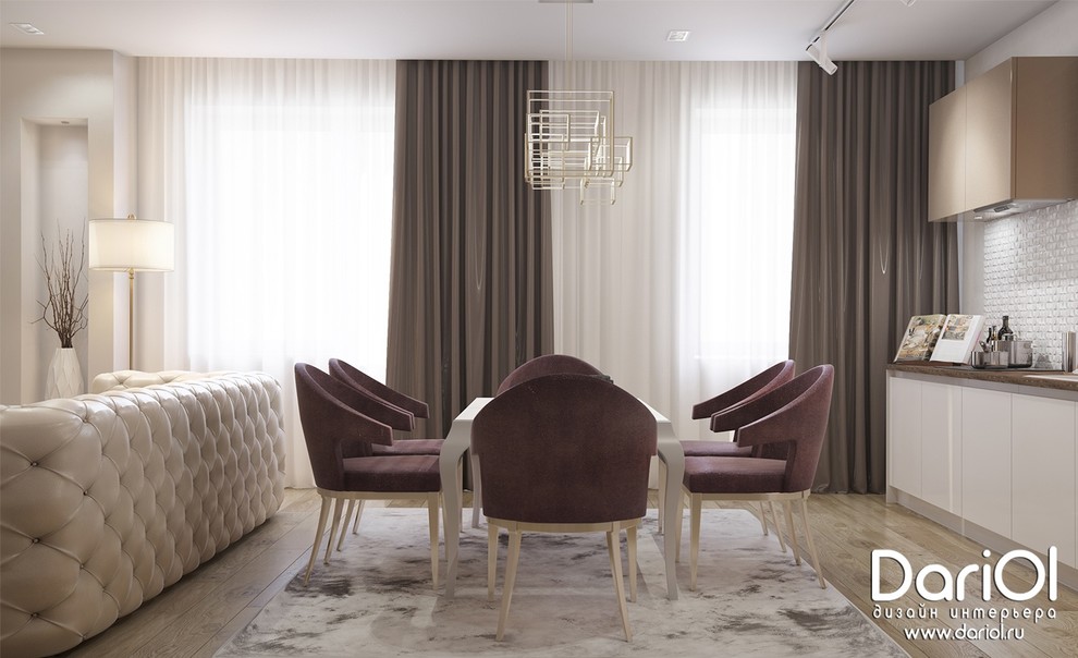 Кухня-гостиная в мягких тонах