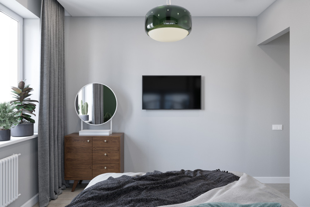 Дизайн квартиры в современном стиле. Цветные акценты и библиотека в 90 м. кв.