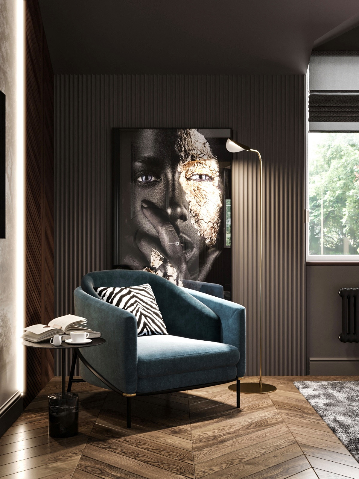 Потрясающий темный интерьер таунхауса