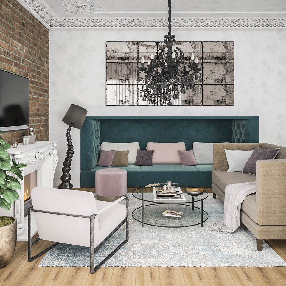 Гостиная и кухня в подземном гараже