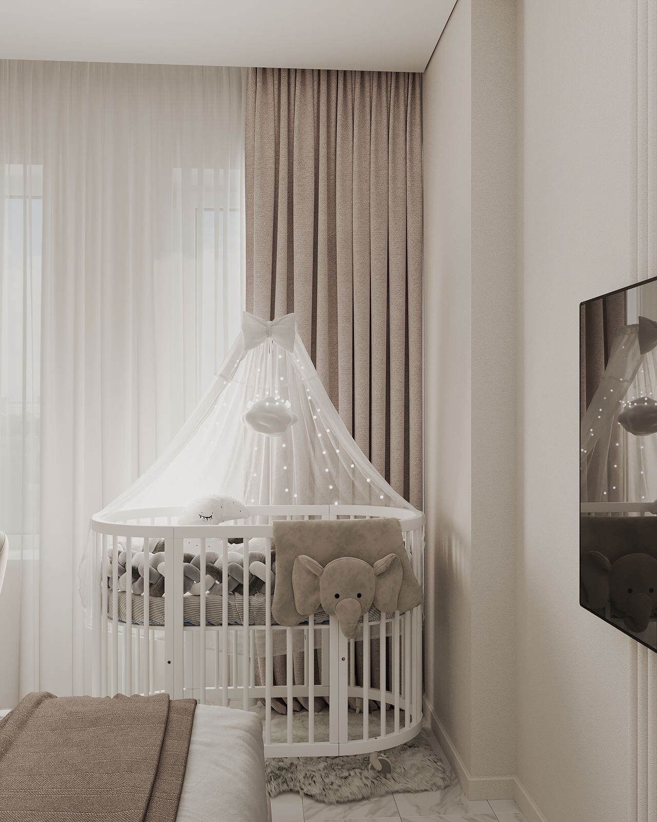 Спальня в квартире 61 кв м для динамичной семьи