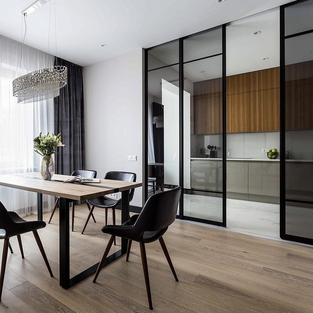 Раздвижные перегородки Raumplus для кухни-столовой