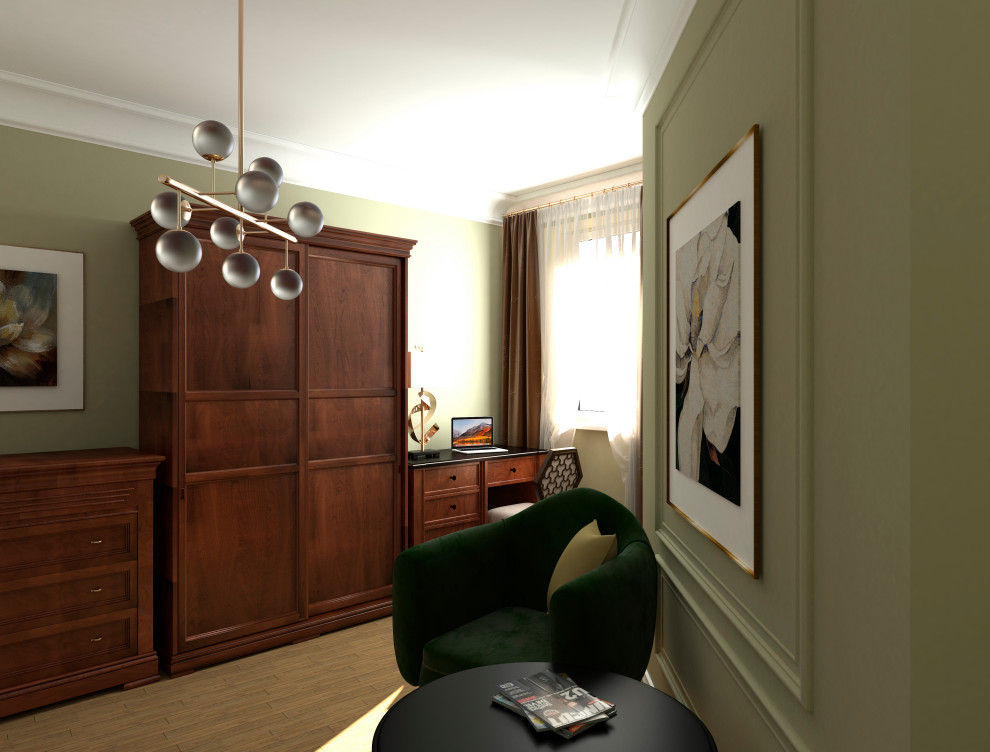 Сложное зонирование: спальня+кабинет+коридор. Обновление лоджии и детской.