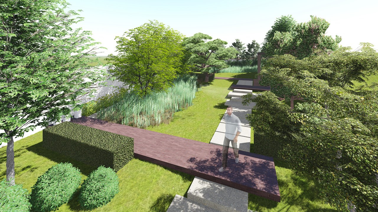 Cад с бассейном. Резиденции Рублево. 2016 г.