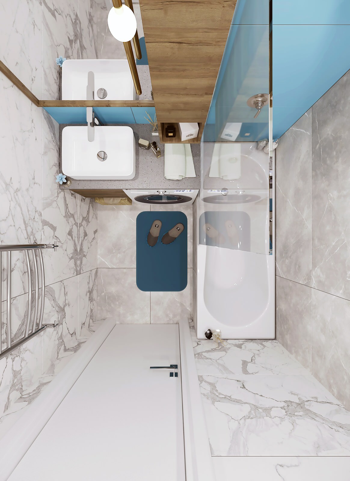 Ванна и туалет в одном стиле