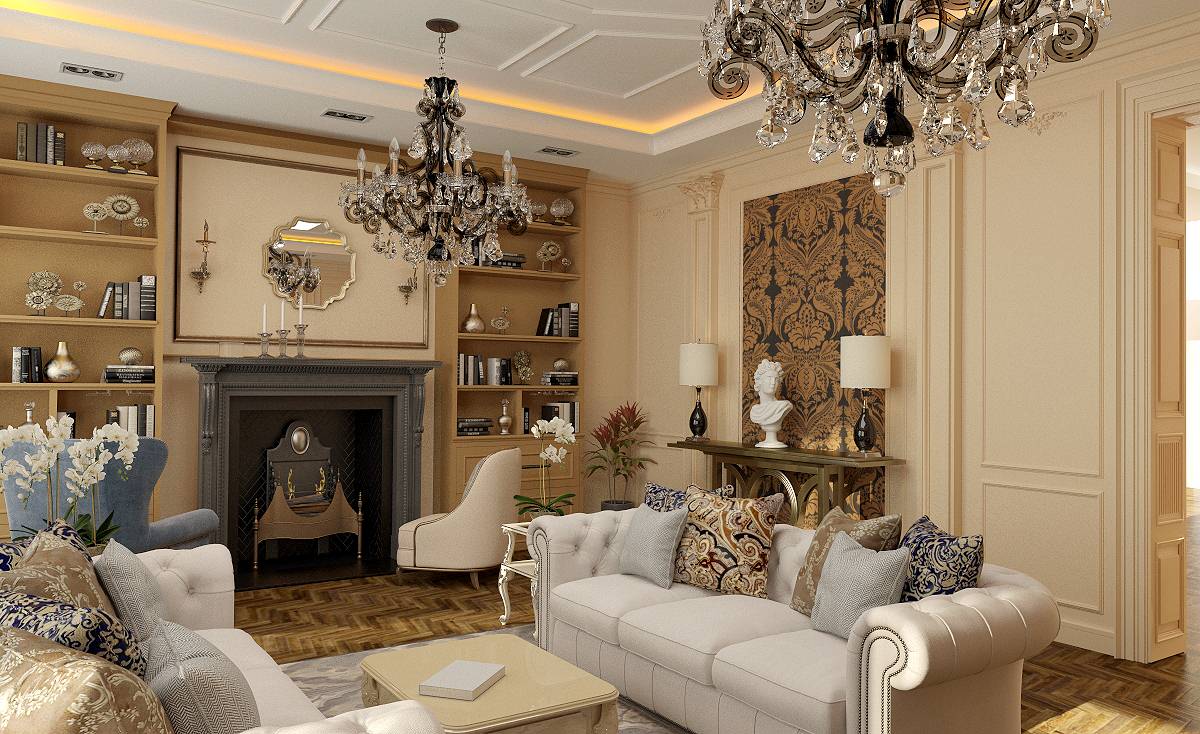 Обложка проекта: Дизайн интерьера в гостиной в частном доме в Ростовской области