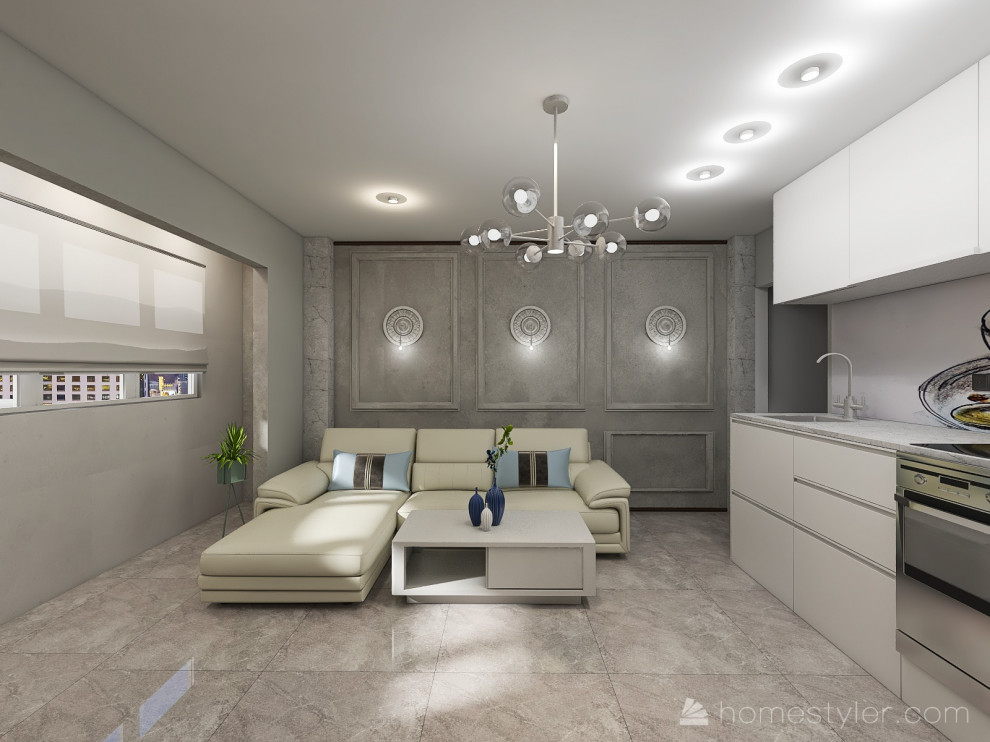 Гостиная на 9 этаже с видом на город (вариант 2)